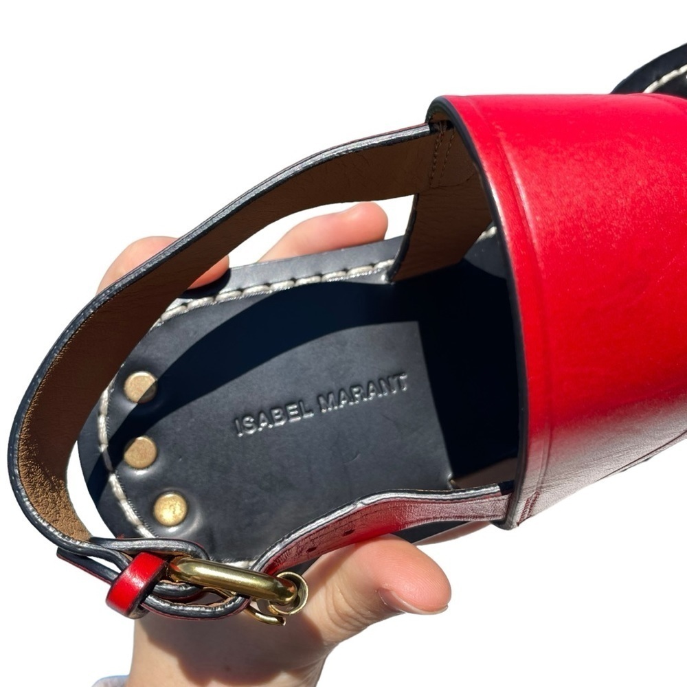 Isabel Marant Jizza Leather Sandals gold buckle red women’s 6 EUR 36 NEW - Picture 8 of 13